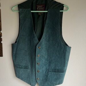 Vintage Dual Control 100% Teal Suede Vest